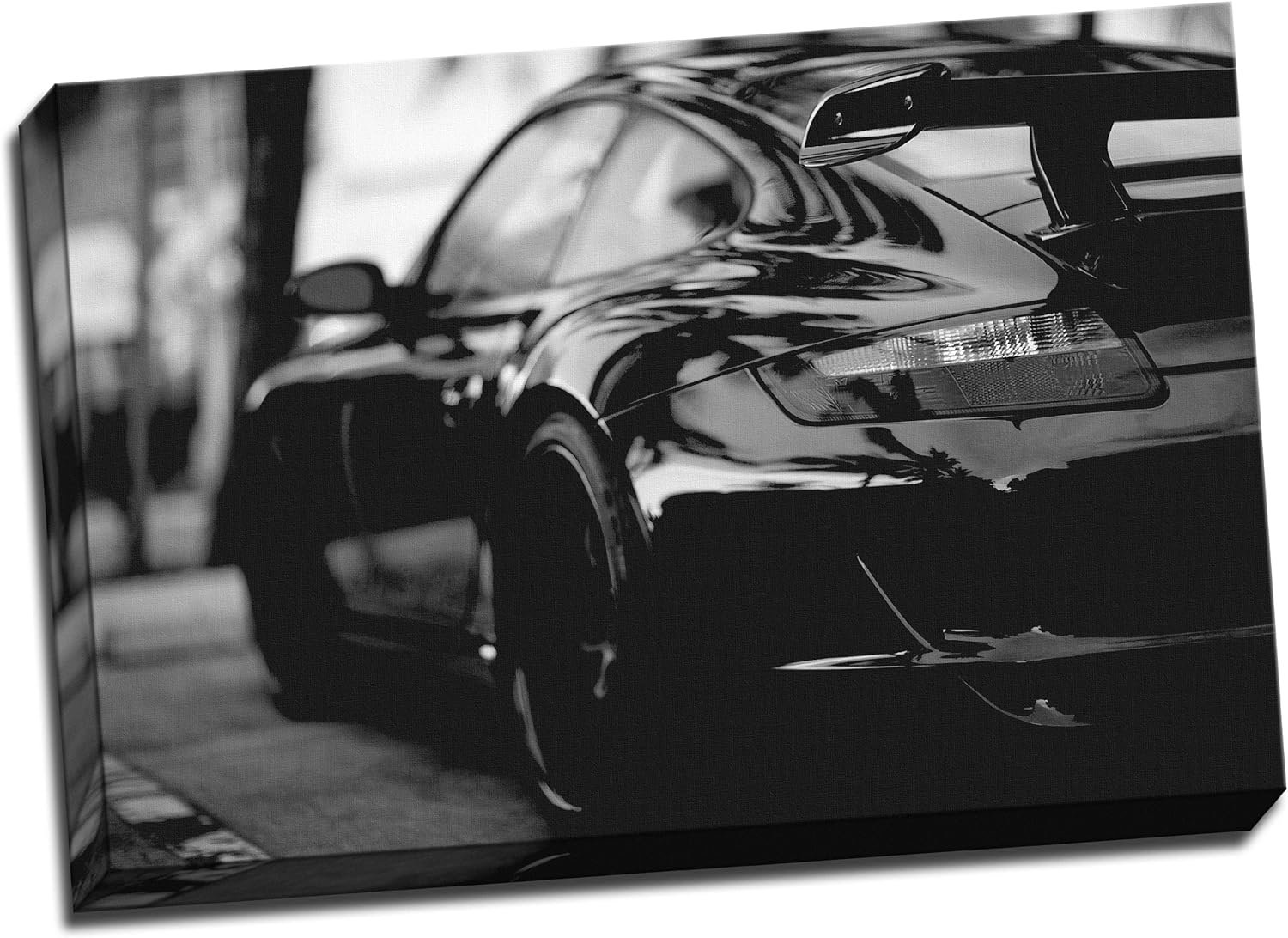 Large Modified Porsche 911 Turbo Black & White Framed Canvas