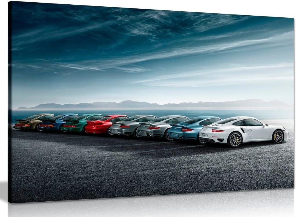 Porsche 911 Turbo History Lineage Canvas Wall Art Picture Print (18x12in)